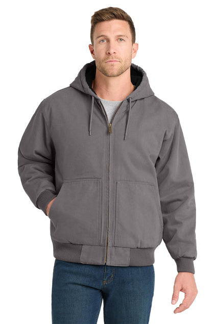 Washed Duck Cloth Insulated Hooded Work Jacket